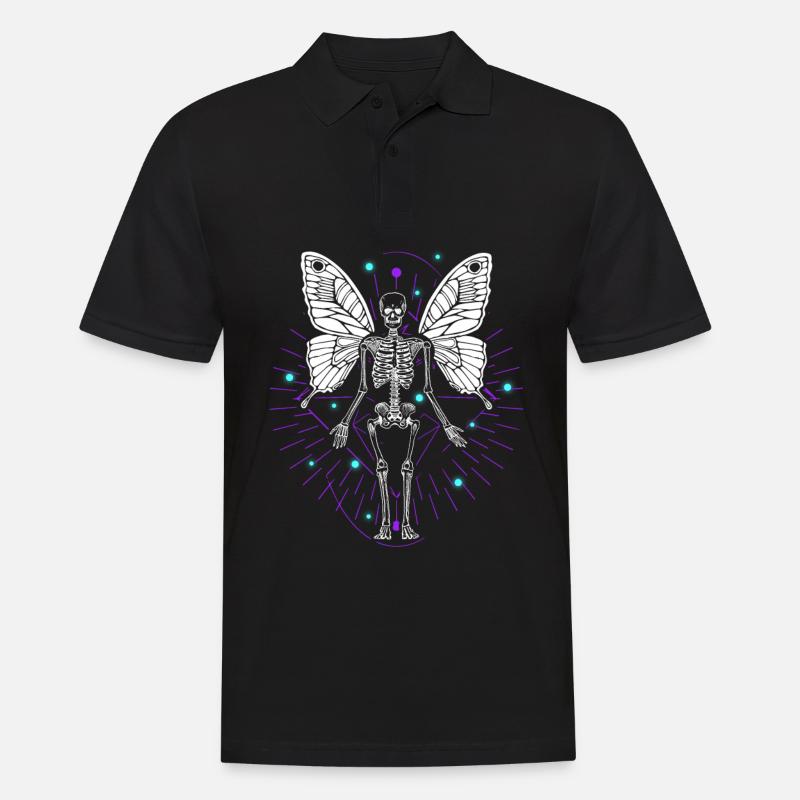 Skeleton Butterfly Dripping Skull Goth - Männer Poloshirt - Schwarz