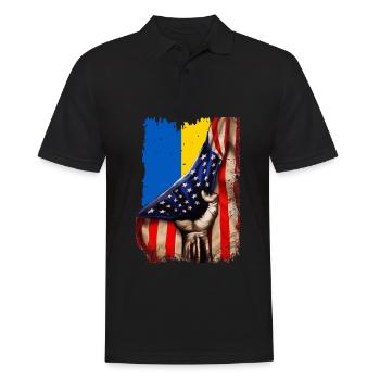 Fight for Ukraine USA Flag Ukraine - Men's Polo Shirt - black - Front - Kai (181cm)