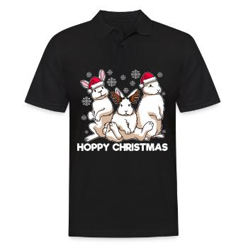 Hoppy Noël Lapin Père Noël Blanc - Polo Homme - noir - Devant - Kai (181cm)