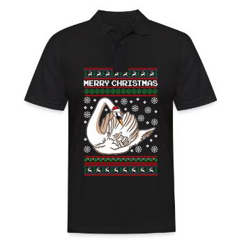Weihnachten Schwan Merry Christmas - Männer Poloshirt - Schwarz - Vorne - Kai (181cm)