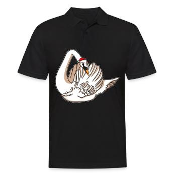 Schwan mit Christmas Sweater - Männer Poloshirt - Schwarz - Vorne - Kai (181cm)