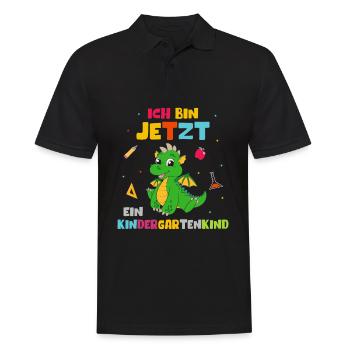 Ich bin jetzt ein Kindergartenkind Drache - Männer Poloshirt - Schwarz - Vorne - Kai (181cm)