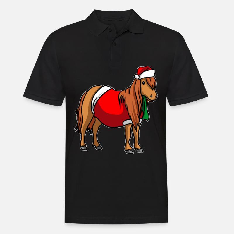 Poney avec pull de Noël - Polo Homme - noir
