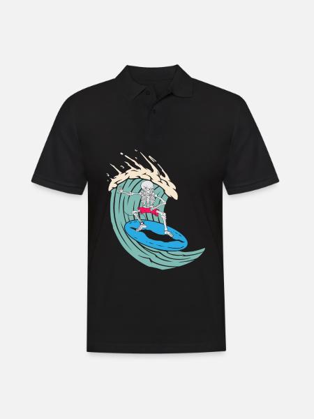 Surfendes Skelett - Männer Poloshirt - Schwarz