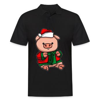 Cochon avec pull de Noël - Polo Homme - noir - Devant - Kai (181cm)