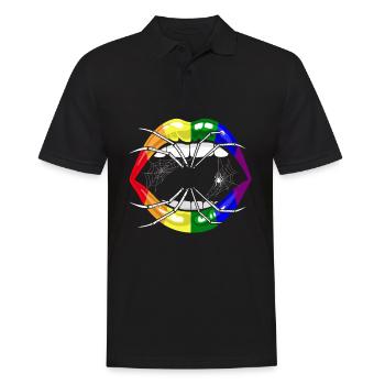 LGBTQ Regenbogen Lippen Halloween - Männer Poloshirt - Schwarz - Vorne - Kai (181cm)