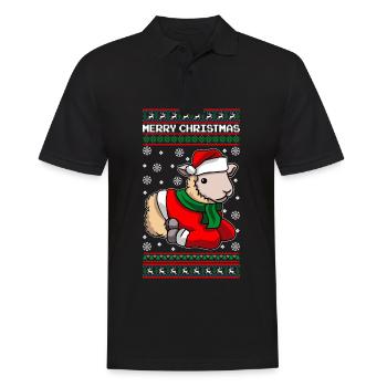 Sheep with Ugly Christmas Sweater - Men's Polo Shirt - black - Front - Kai (181cm)