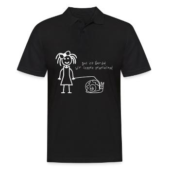 Snail Sport that's Gerda We jog together - Men's Polo Shirt - black - Front - Kai (181cm)