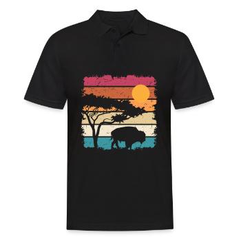 Vintage Ox Sunset Buffalo - Men's Polo Shirt - black - Front - Kai (181cm)