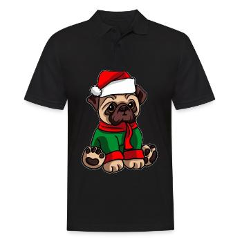 Carlin avec chapeau de Noël Costume de Noël - Polo Homme - noir - Devant - Kai (181cm)