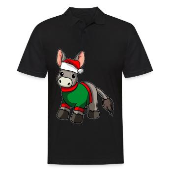 Esel mit Weihnachtsmütze Weihnachtskostüm - Männer Poloshirt - Schwarz - Vorne - Kai (181cm)