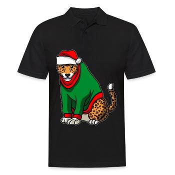 Léopard avec pull de Noël - Polo Homme - noir - Devant - Kai (181cm)