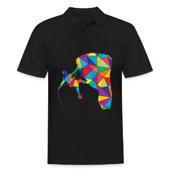 Low Poly Climber Polygon Mountain Climbing - Men's Polo Shirt - black - Front - Kai (181cm)