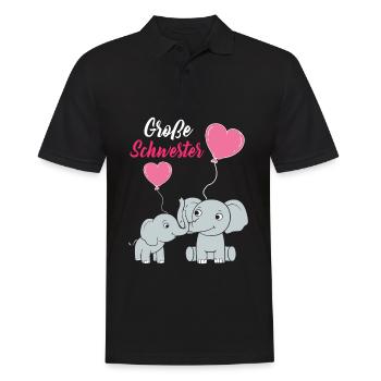 Große Schwester 2023 Elefanten Ballon Herz - Männer Poloshirt - Schwarz - Vorne - Kai (181cm)