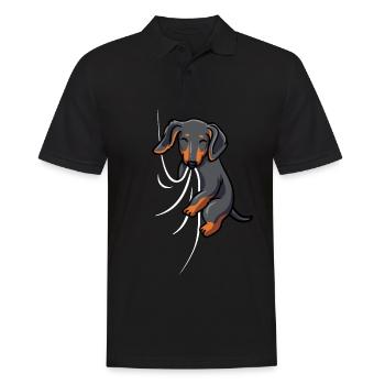 Mignon teckel tissu mordant sucer teckel - Polo Homme - noir - Devant - Kai (181cm)