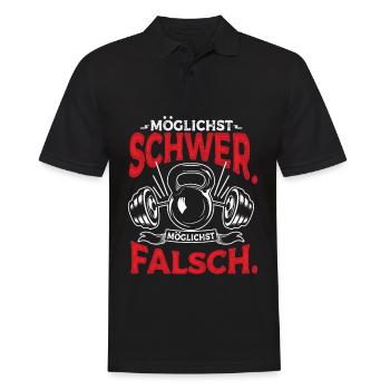 Möglichst Schwer Möglichst Falsch Bodybuilding - Männer Poloshirt - Schwarz - Vorne - Kai (181cm)