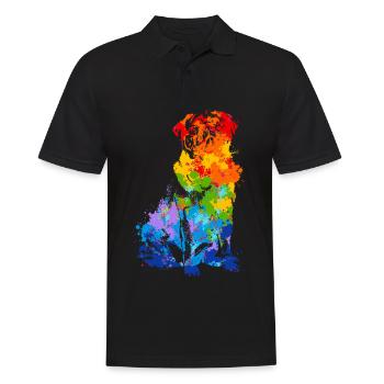 Farbspritzer Mops Bunter Mops - Männer Poloshirt - Schwarz - Vorne - Kai (181cm)