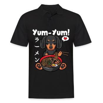 Japan Anime Dachshund Ramen Noodles Manga Kawaii - Men's Polo Shirt - black - Front - Kai (181cm)