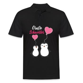 Große Schwester Pinguine Geschwister Regenbogen - Männer Poloshirt - Schwarz - Vorne - Kai (181cm)