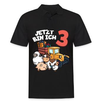Ich bin schon 3 Traktor 3. Geburtstag - Männer Poloshirt - Schwarz - Vorne - Kai (181cm)