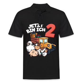 Ich bin schon 2 Traktor Trecker 2. Geburtstag - Männer Poloshirt - Schwarz - Vorne - Kai (181cm)