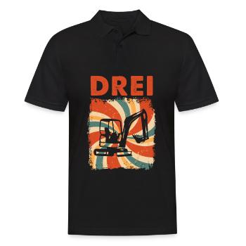 3. Geburtstag Bagger 3 Geburtstagshirt - Männer Poloshirt - Schwarz - Vorne - Kai (181cm)