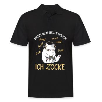Kann Dich Nicht Hören Ich Zocke Gamer Katze - Männer Poloshirt - Schwarz - Vorne - Kai (181cm)