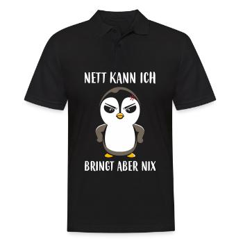Pinguin Nett Kann Ich Auch Bringt Aber Nix - Männer Poloshirt - Schwarz - Vorne - Kai (181cm)