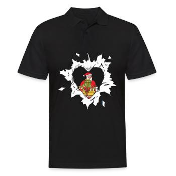 Süßer Weihnachtsmann im Loch im zerrissenen - Männer Poloshirt - Schwarz - Vorne - Kai (181cm)