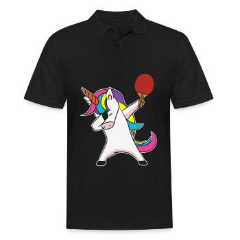 Dabbing Einhorn Tischtennis - Männer Poloshirt - Schwarz - Vorne - Kai (181cm)