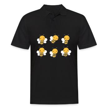 Yoga Biene - Männer Poloshirt - Schwarz - Vorne - Kai (181cm)