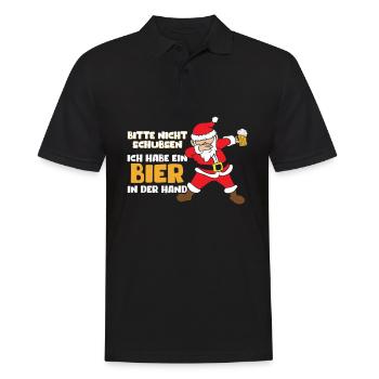 Bitte Nicht Schubsen Ich Habe Bier In Der Hand - Männer Poloshirt - Schwarz - Vorne - Kai (181cm)