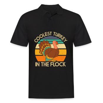 Coolest Turkey In The Flock Retro Thanksgiving - Männer Poloshirt - Schwarz - Vorne - Kai (181cm)