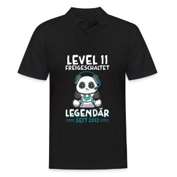 Level 11 Jahre Geburtstagsshirt Panda Gamer 2013 - Männer Poloshirt - Schwarz - Vorne - Kai (181cm)