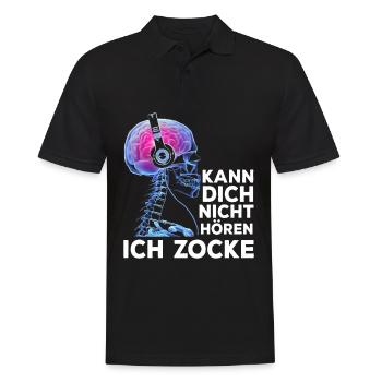 Kann Dich Nicht Hören Ich Zocke Gamer Skelett - Männer Poloshirt - Schwarz - Vorne - Kai (181cm)