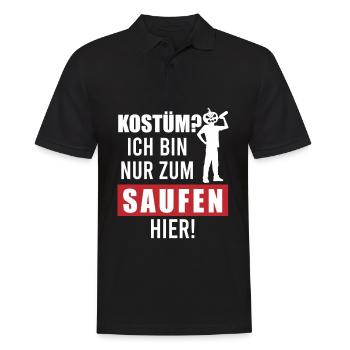 Kostum? Ich bin nur zum Saufen hier - Männer Poloshirt - Schwarz - Vorne - Kai (181cm)