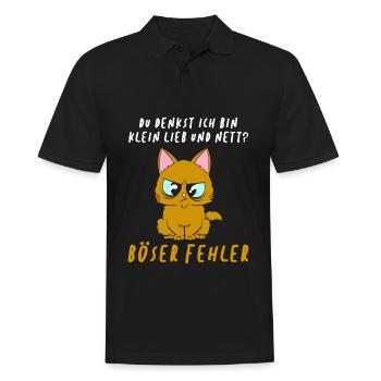Du denkst ich bin klein lieb und nett Katze - Männer Poloshirt - Schwarz - Vorne - Kai (181cm)