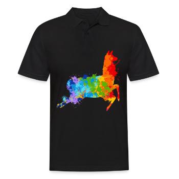 Paint Splash Llama Buntes Llama - Männer Poloshirt - Schwarz - Vorne - Kai (181cm)