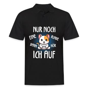 Nur Noch Eine Runde Zocken Gamer Katze Cat - Männer Poloshirt - Schwarz - Vorne - Kai (181cm)