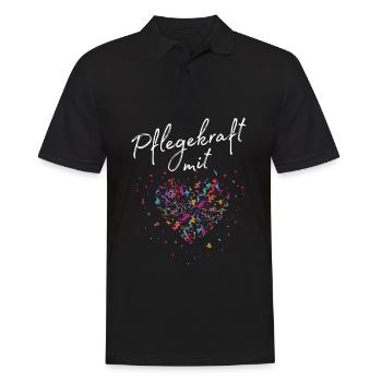 Pflegekraft mit Herz Krankenpfleger - Männer Poloshirt - Schwarz - Vorne - Kai (181cm)