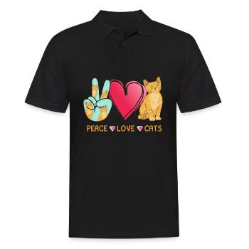 Peace Love Cats Peace Sign - Männer Poloshirt - Schwarz - Vorne - Kai (181cm)