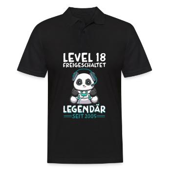 Level 18 Jahre Geburtstagsshirt Panda Gamer - Männer Poloshirt - Schwarz - Vorne - Kai (181cm)