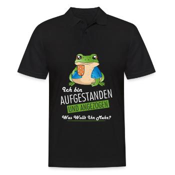 Ich bin aufgestanden und angezogen was wollt ihr - Männer Poloshirt - Schwarz - Vorne - Kai (181cm)