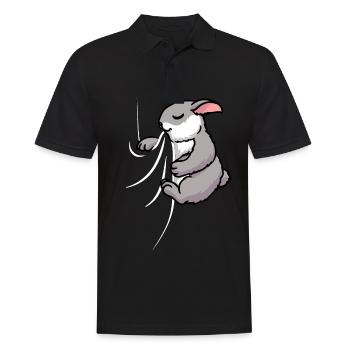 Hungriger Hase Beisst in das T-Shirt Lustiger Hase - Männer Poloshirt - Schwarz - Vorne - Kai (181cm)