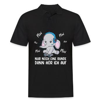 Nur Noch Eine Runde Zocken Gamer Elefant - Männer Poloshirt - Schwarz - Vorne - Kai (181cm)