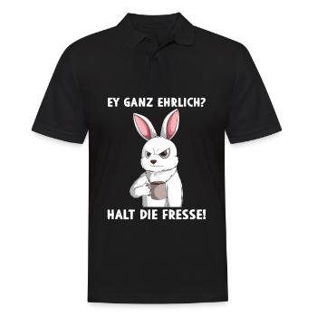 Ey ganz ehrlich? Halt die Fresse - Männer Poloshirt - Schwarz - Vorne - Kai (181cm)
