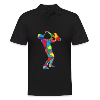 Low Poly Polygon Saxophon - Männer Poloshirt - Schwarz - Vorne - Kai (181cm)
