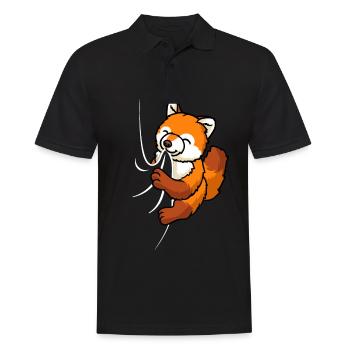 Hungriger Fuchs Beisst in Shirt Lustiger Fuchs - Männer Poloshirt - Schwarz - Vorne - Kai (181cm)