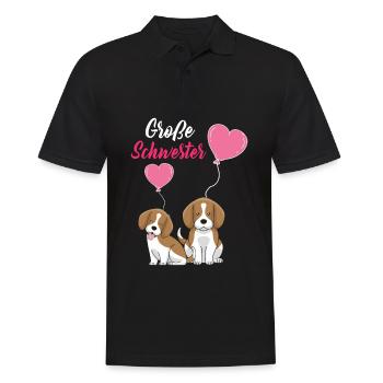 Große Schwester 2023 Hund Ballon Herz - Männer Poloshirt - Schwarz - Vorne - Kai (181cm)