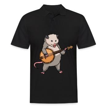 Opossum playing banjo Funny possum - Men's Polo Shirt - black - Front - Kai (181cm)
